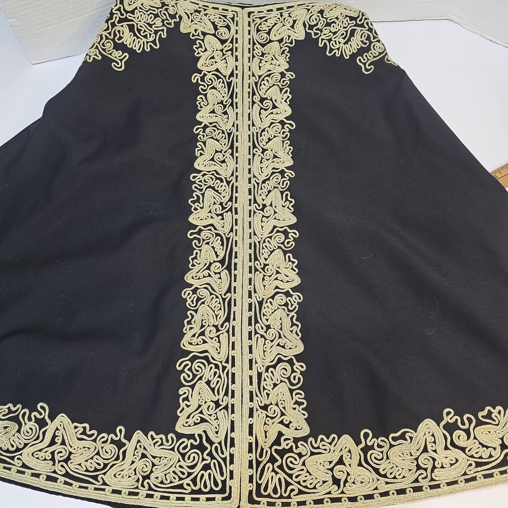 Antropology Beth Bowley Black Dress with Gold Detailing Onamentation Wool Boho - Picture 10 of 12